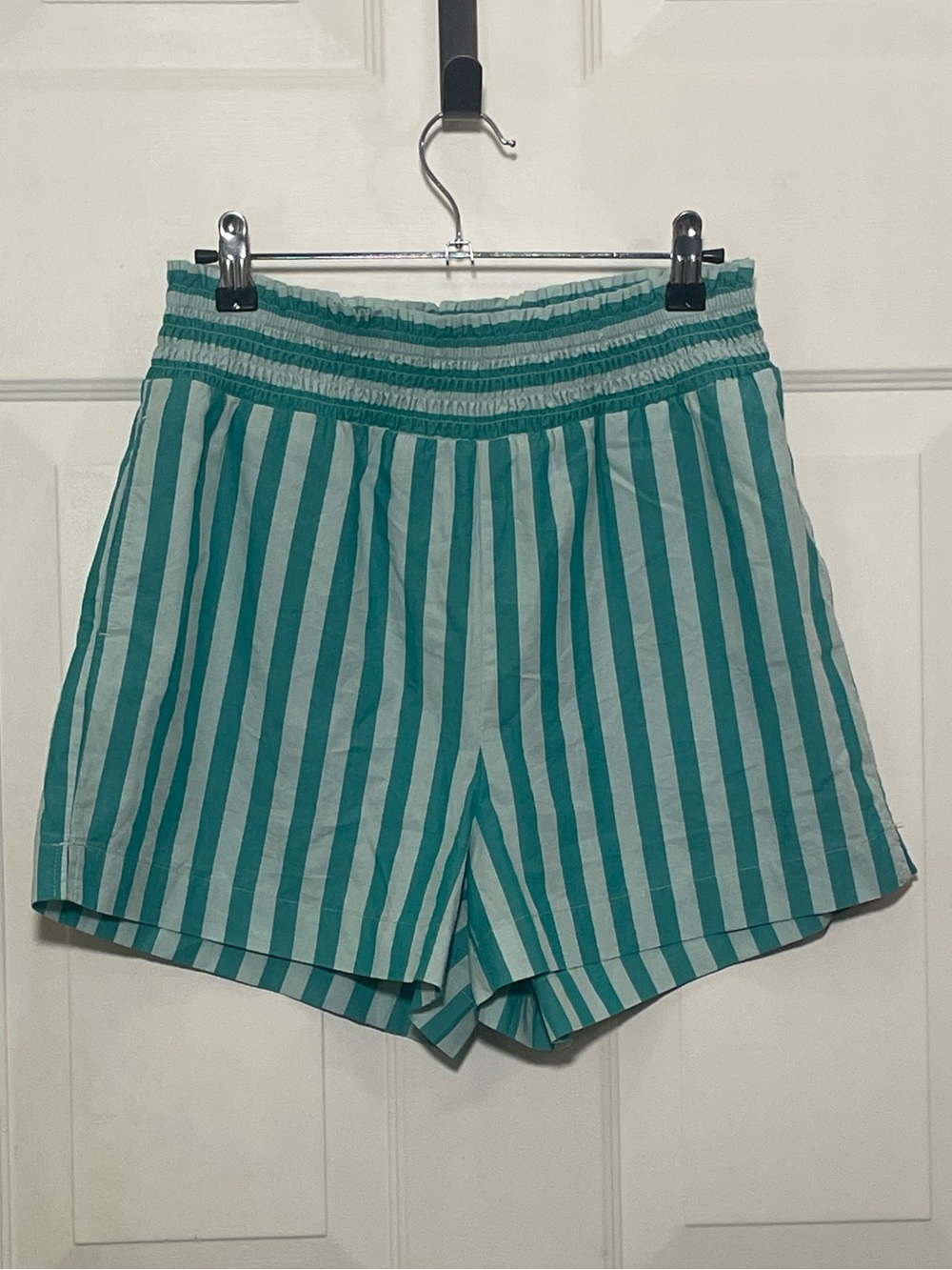 a new day Teal Striped High-Waist Shorts